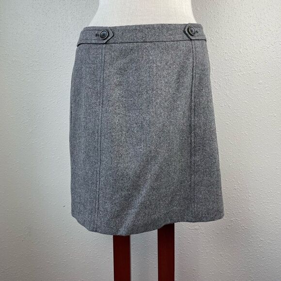 Loft Gray Wool Blend Midi Skirt Size 10 Petite EUC - Picture 1 of 8